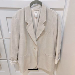 Cream Linen Oversized Blazer